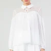 Fashion Elyse Lace Yoke Blouse Women Long Sleeve Tops