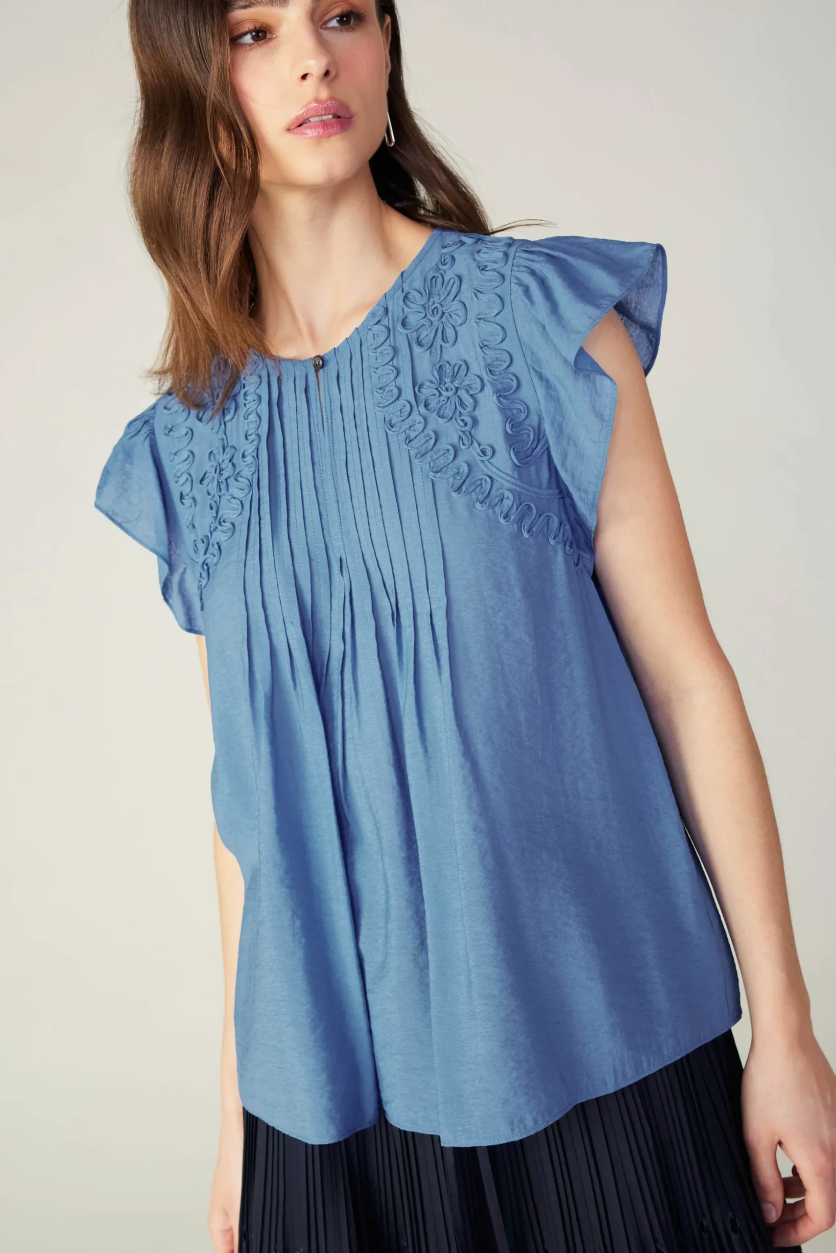 Online Embroidered Cap Sleeve Top Women Sleeveless Tops | Short Sleeve Tops
