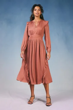 Hot Emmaline Ruffled Midi Dress Women Midi Dresses
