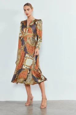 Clearance Emmaline Ruffled Midi Dress Women Midi Dresses