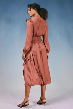 Hot Emmaline Ruffled Midi Dress Women Midi Dresses