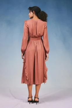Hot Emmaline Ruffled Midi Dress Women Midi Dresses