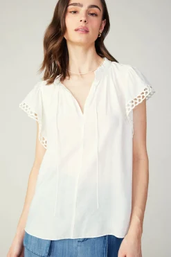 Sale Eyelet Blouse Women Sleeveless Tops