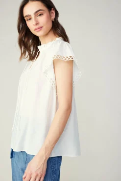 Sale Eyelet Blouse Women Sleeveless Tops