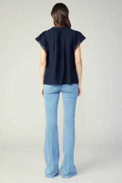Fashion Eyelet Blouse Women Sleeveless Tops
