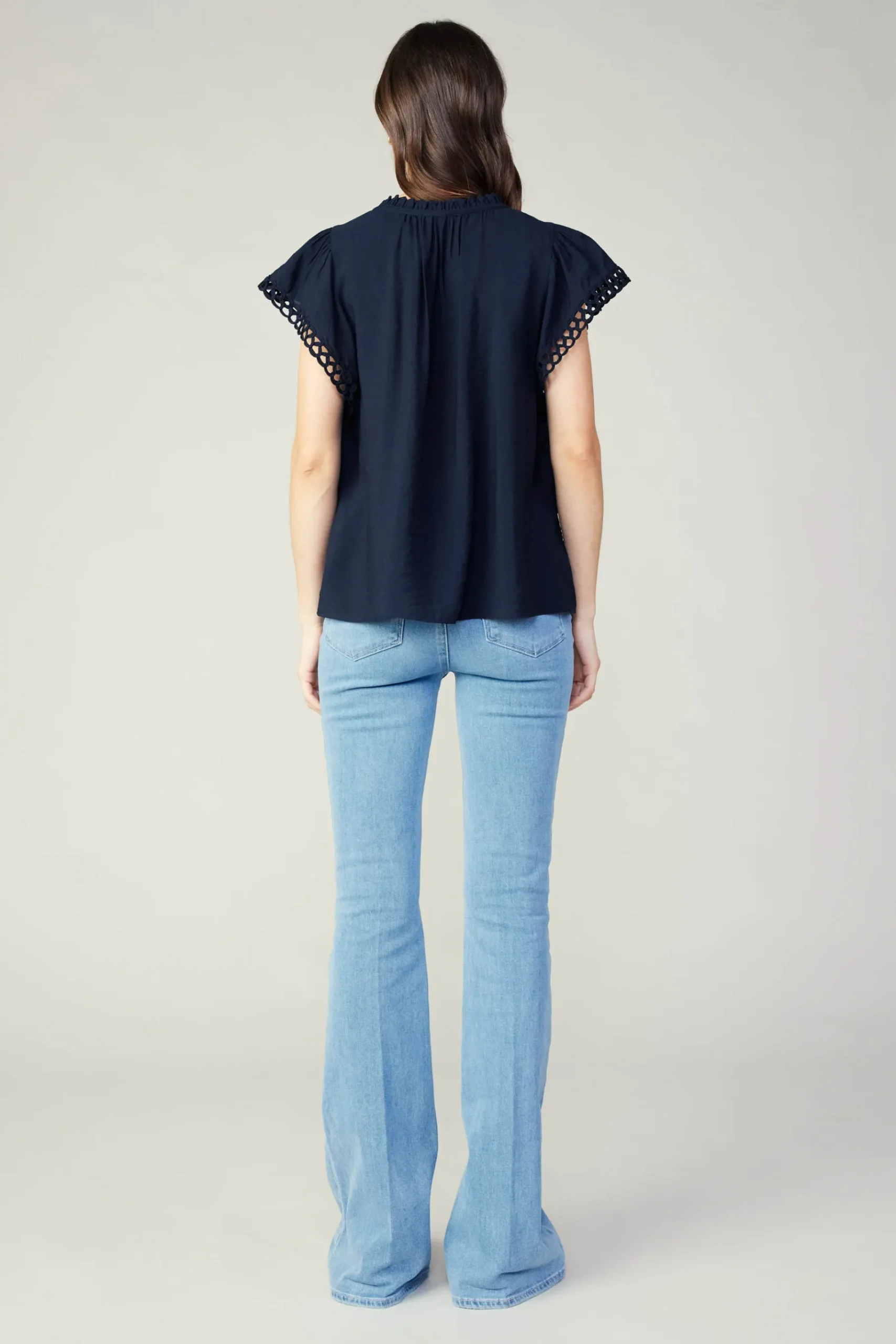 Fashion Eyelet Blouse Women Sleeveless Tops