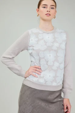 Fashion Floral Applique Sweater Women Knitwear | Sweaters