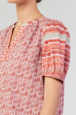 Online Floral Bohemian Top Women Short Sleeve Tops