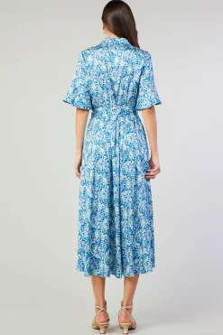 Clearance Floral Buttondown Shirt Dress Women Midi Dresses