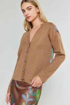 Clearance Floral Contrast Cardigan Women Knitwear | Cardigans