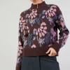 Outlet Floral Jacquard Zip Sweater Women Knitwear | Sweaters