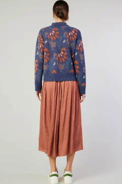 New Floral Jacquard Zip Sweater Women Knitwear | Sweaters