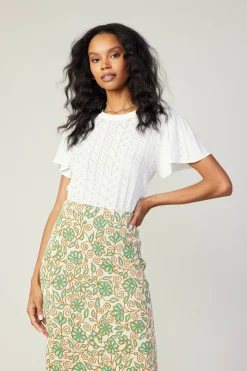 Best Floral Knit Midi Skirt Women Knitwear