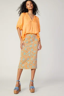 Hot Floral Knit Midi Skirt Women Knitwear | Skirts