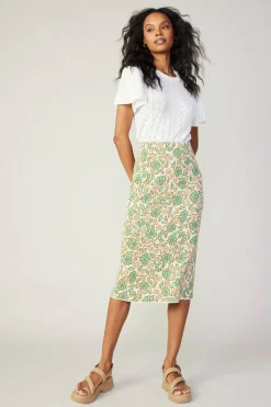 Best Floral Knit Midi Skirt Women Knitwear