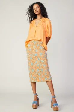 Hot Floral Knit Midi Skirt Women Knitwear | Skirts