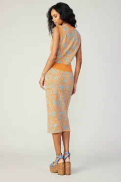 Hot Floral Knit Midi Skirt Women Knitwear | Skirts