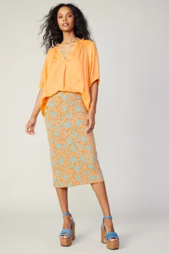 Hot Floral Knit Midi Skirt Women Knitwear | Skirts