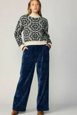 New Floral Mock Neck Sweater Women Sweaters