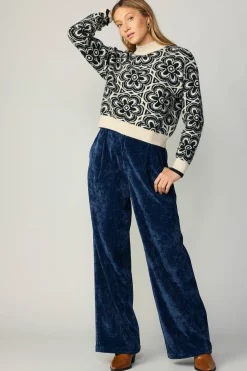 New Floral Mock Neck Sweater Women Sweaters