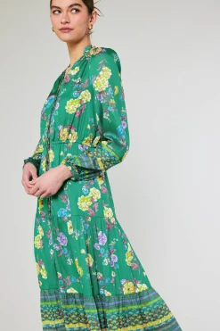 Online Floral Motif Buttondown Dress Women Midi Dresses