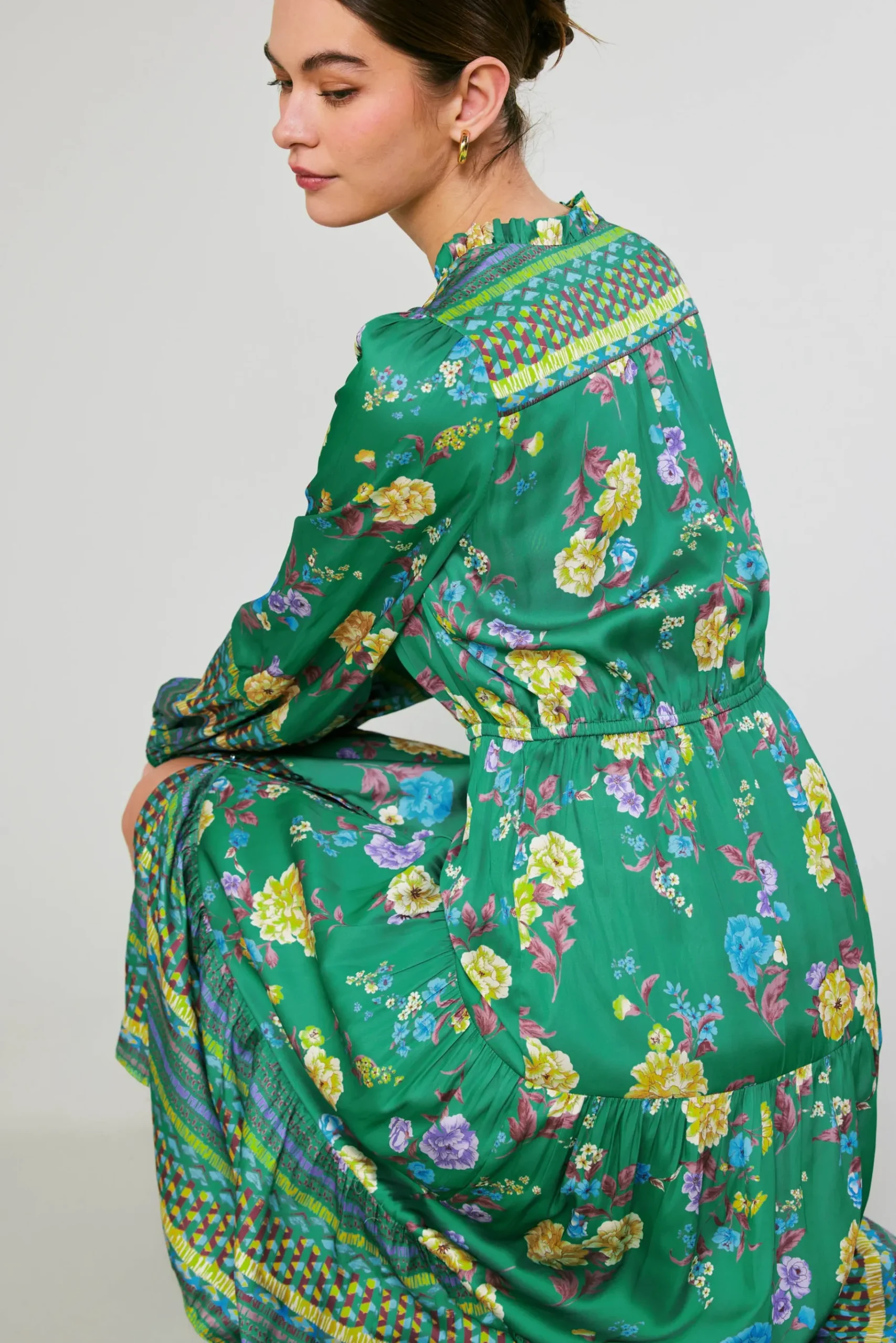 Online Floral Motif Buttondown Dress Women Midi Dresses