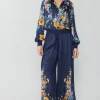Discount Floral Motif Wide Pants Women Pants