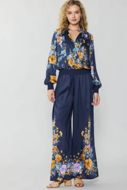 Discount Floral Motif Wide Pants Women Pants