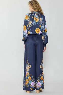 Discount Floral Motif Wide Pants Women Pants