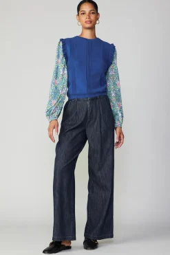 Discount Floral Nouveau Contrast Top Women Sweaters