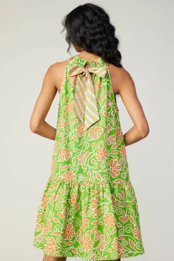 New Floral Patterned Halter Mini Dress Women Mini Dresses