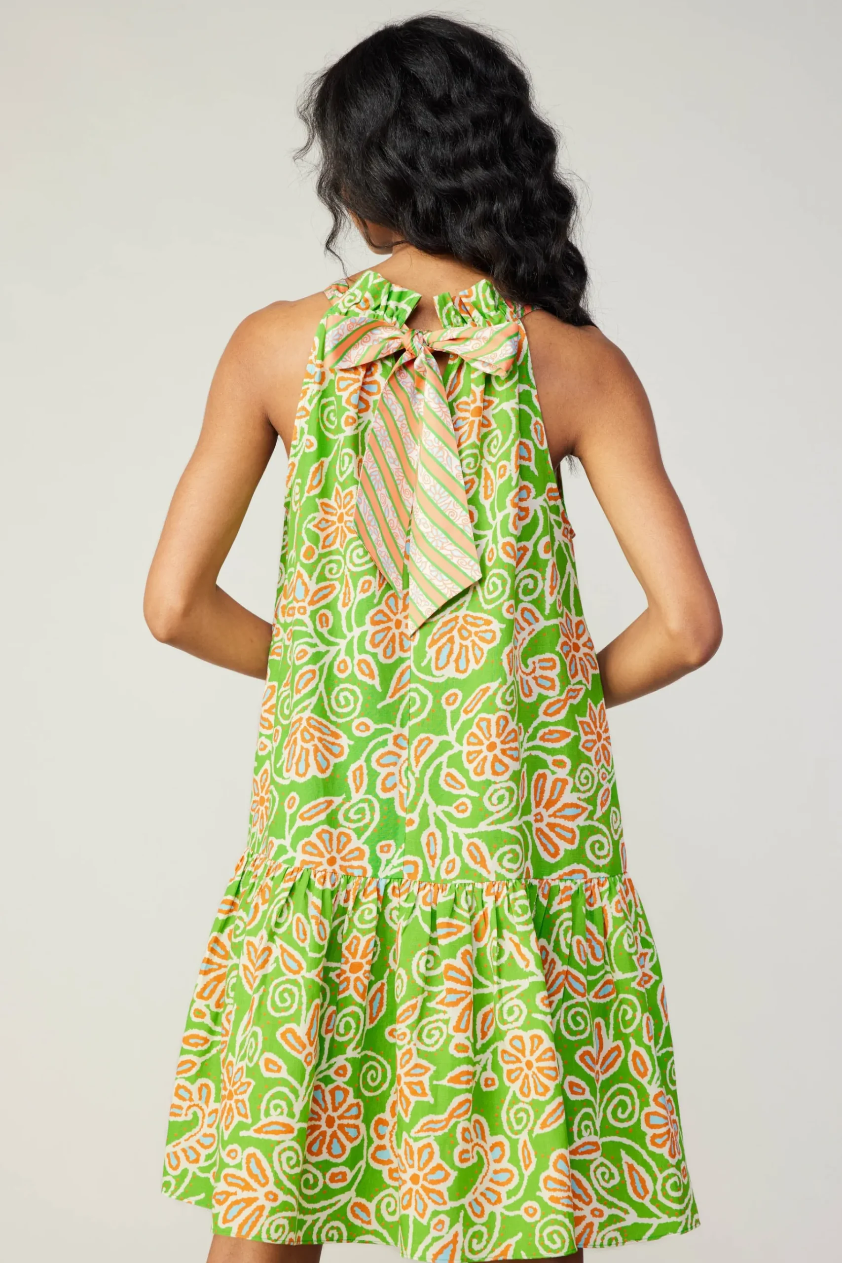 New Floral Patterned Halter Mini Dress Women Mini Dresses