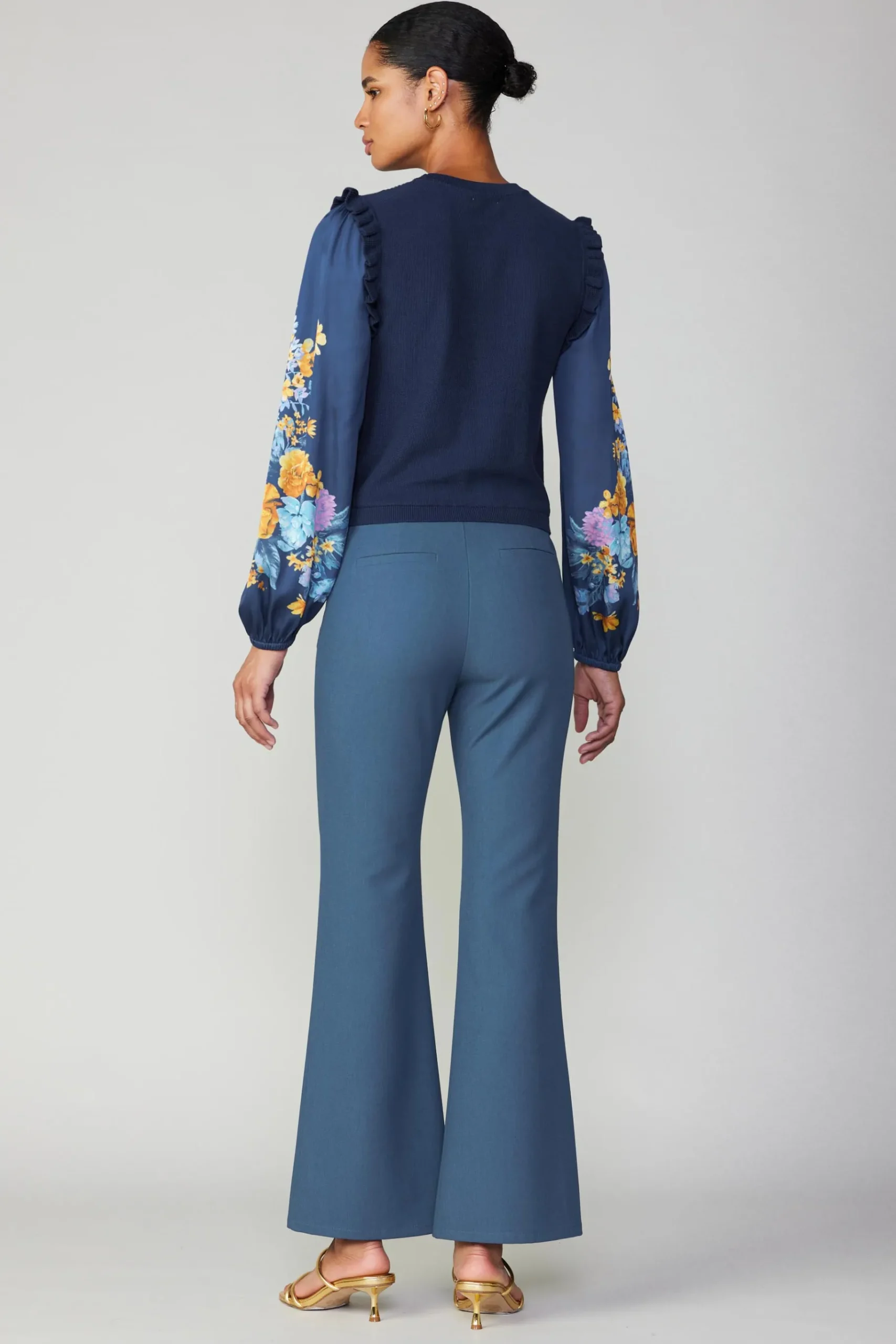 Discount Floral Print Contrast Sweater Top Women Sweaters