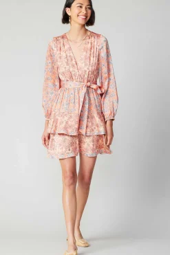 Sale Floral Surplice Mini Dress Women Mini Dresses