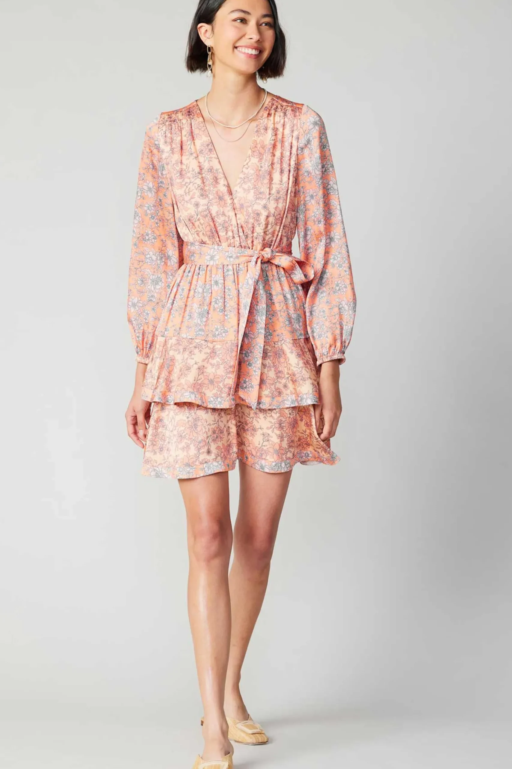 Sale Floral Surplice Mini Dress Women Mini Dresses