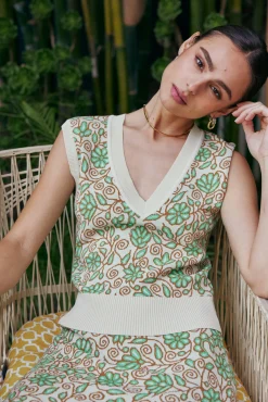 Discount Floral Sweater Vest Women Knitwear | Sweaters