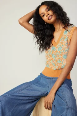 Sale Floral Sweater Vest Women Knitwear | Sleeveless Tops