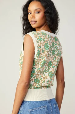 Discount Floral Sweater Vest Women Knitwear | Sweaters