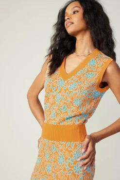 Sale Floral Sweater Vest Women Knitwear | Sleeveless Tops