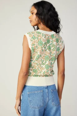 Discount Floral Sweater Vest Women Knitwear | Sweaters