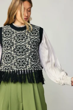 Fashion Floral Tassel Sweater Vest Women Sweaters