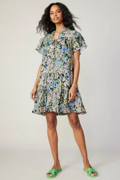 Clearance Flutter Sleeve Floral Print Dress Women Mini Dresses