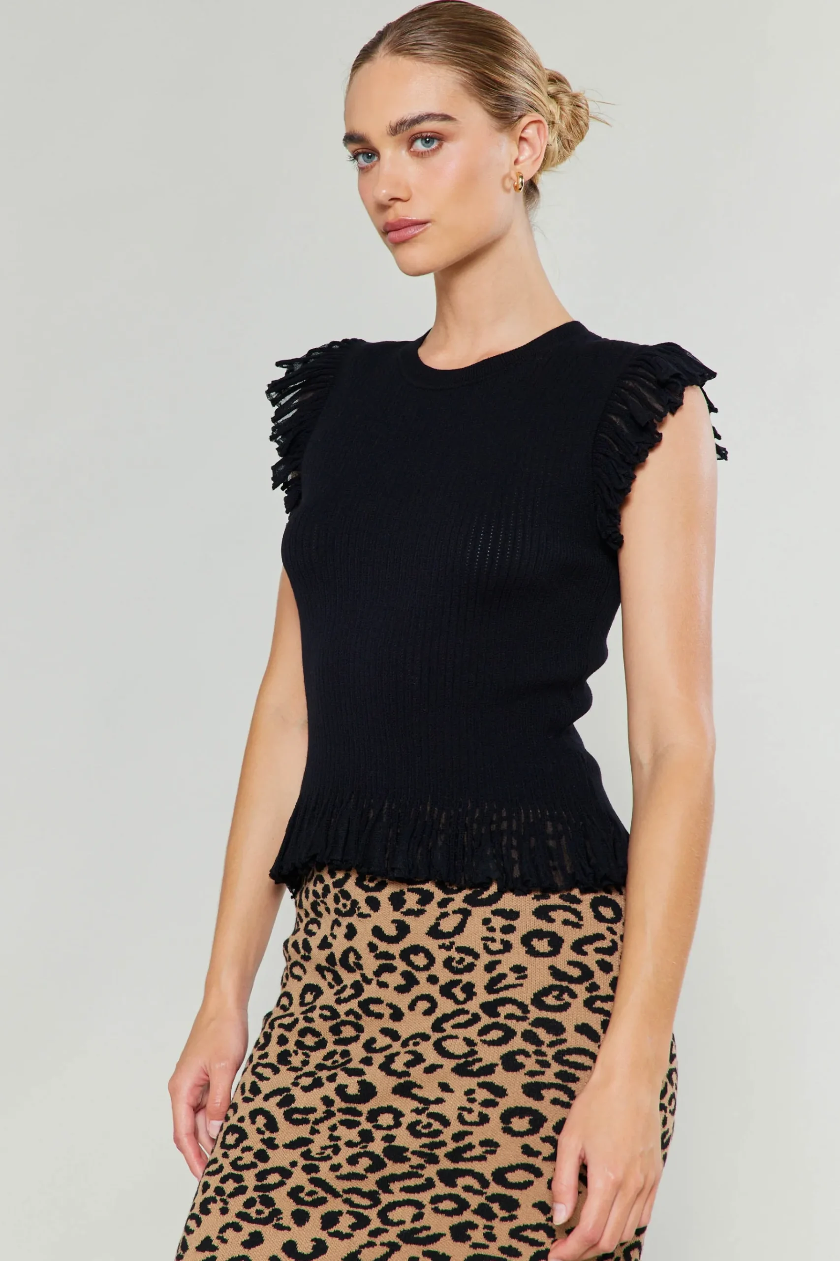 New Flutter Sleeve Sweater Top Women Knitwear | Sweaters