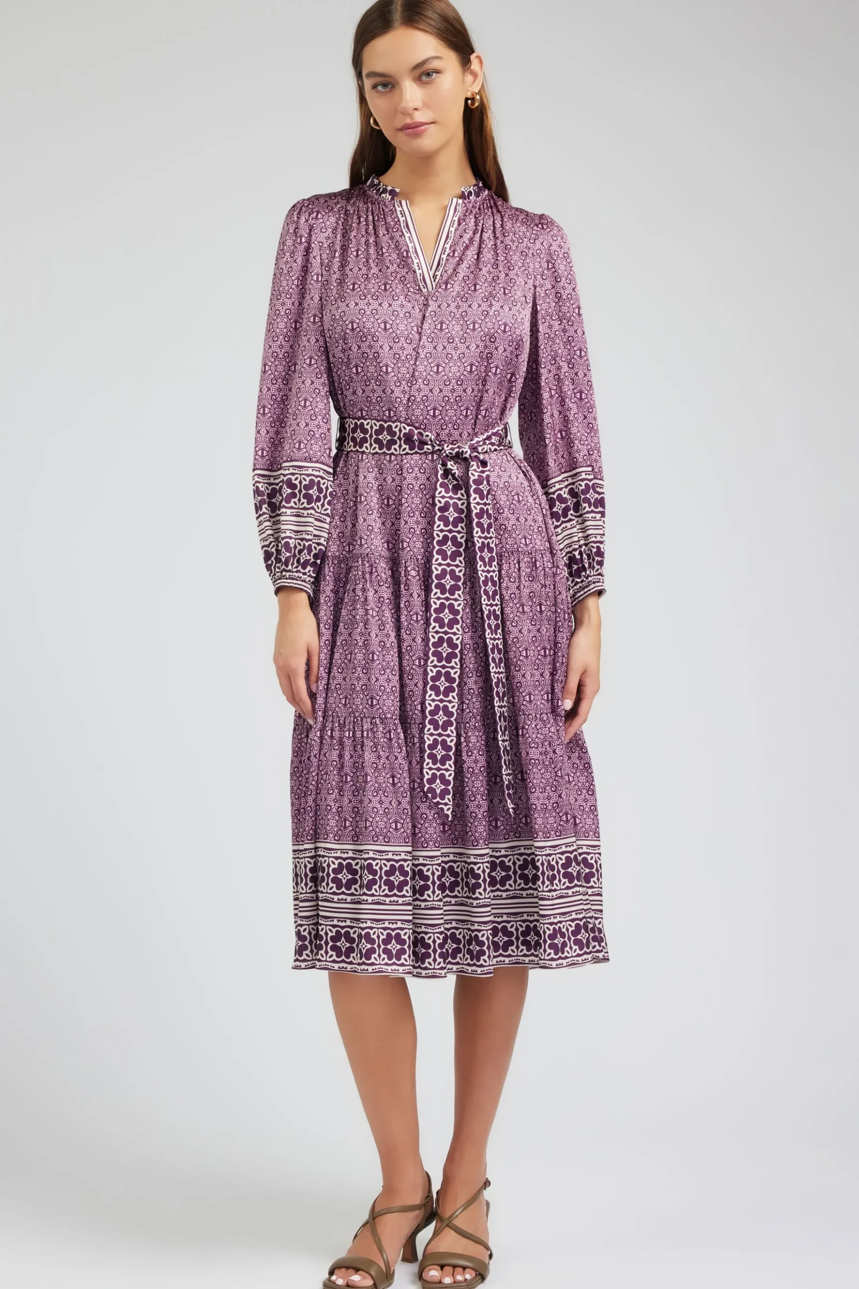 Sale Geo Printed Belted Midi Dress Women Maxi Dresses | Midi Dresses
