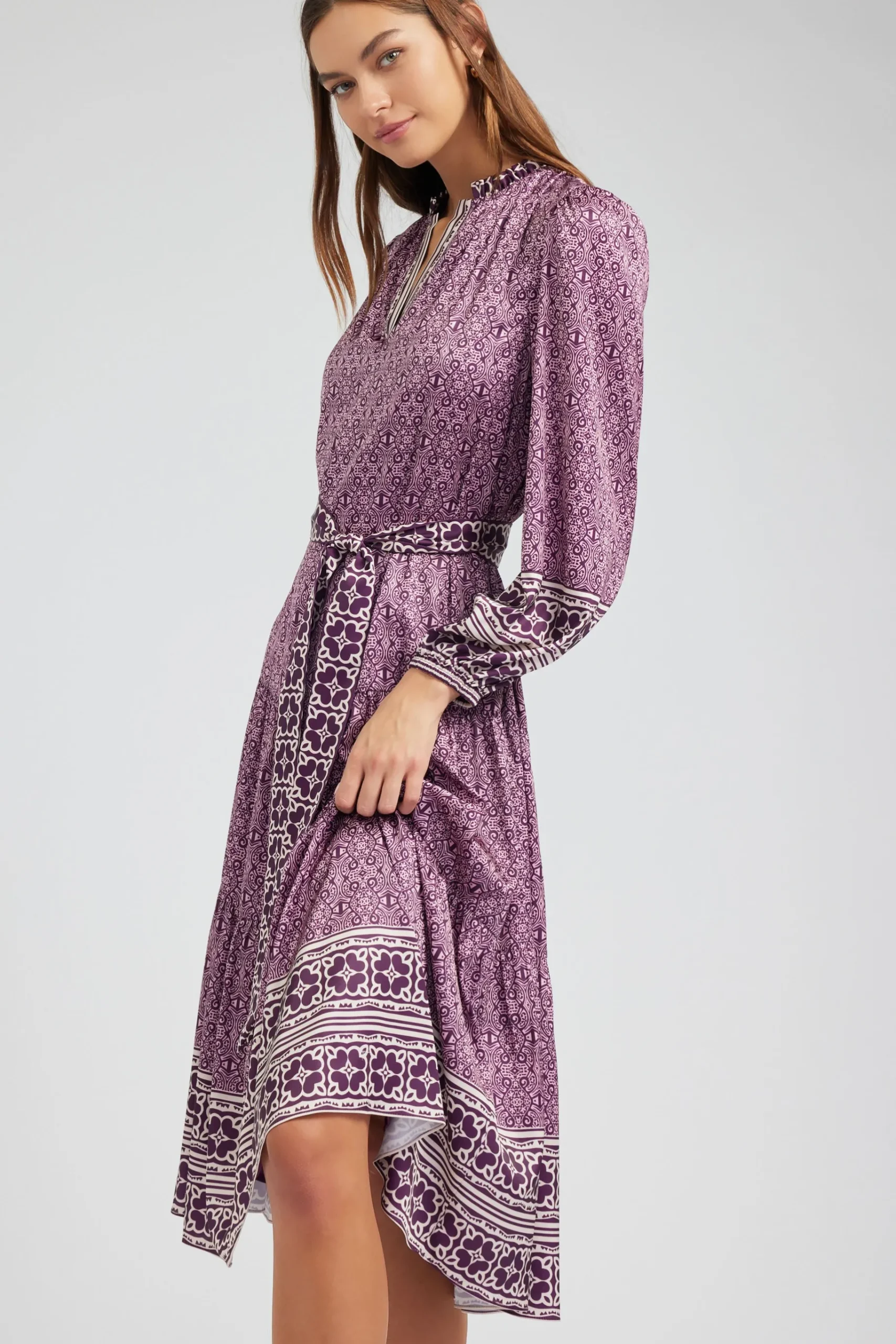 Sale Geo Printed Belted Midi Dress Women Maxi Dresses | Midi Dresses