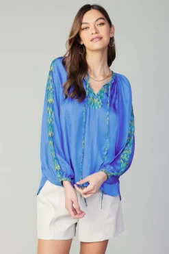 Hot Geometric Patterned Blouse Women Long Sleeve Tops