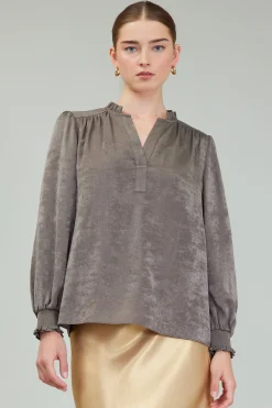 Outlet Glimmer Smocked Cuff Blouse Women Long Sleeve Tops