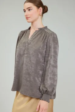 Outlet Glimmer Smocked Cuff Blouse Women Long Sleeve Tops