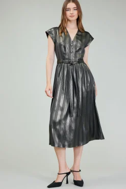 Outlet Glimmer Striped Midi Dress Women Midi Dresses