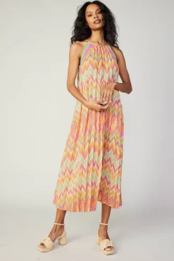 Clearance Gradient Chevron Midi Dress Women Midi Dresses